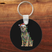 Xmas Lights Santa Hat Border Terrier Dog Christmas Schlüsselanhänger (Vorderseite)