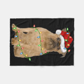 Xmas Lights Santa Hat Brussels Griffon Dog Christm Fleecedecke (Vorderseite (Horizontal))