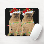 Xmas Lights Santa Hat Brussels Griffon Dog Christm Mousepad (Mit Mouse)