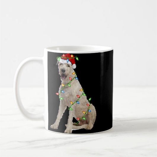 Xmas Lights Santa Hat Irish Wolfhound Dog Christma Kaffeetasse (Links)