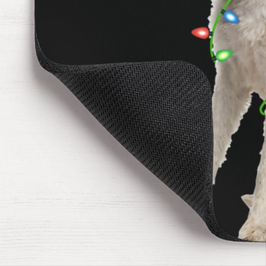 Xmas Lights Santa Hat Irish Wolfhound Dog Christma Mousepad (Ecke)