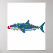 Xmas Lights Santa Hat Mako Shark Christmas Premium Poster (Vorne)
