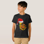 Xmas Lights Santa Hat Musical French Horn Christma T-Shirt (Vorne ganz)