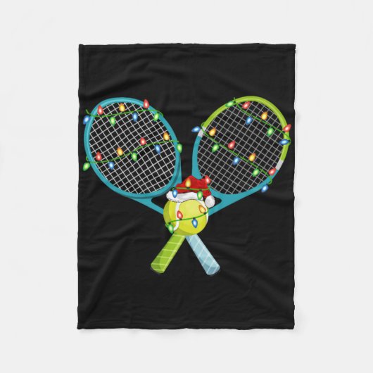 Xmas Lights Santa Hat Tennis Christmas Premium Fleecedecke (Vorderseite)