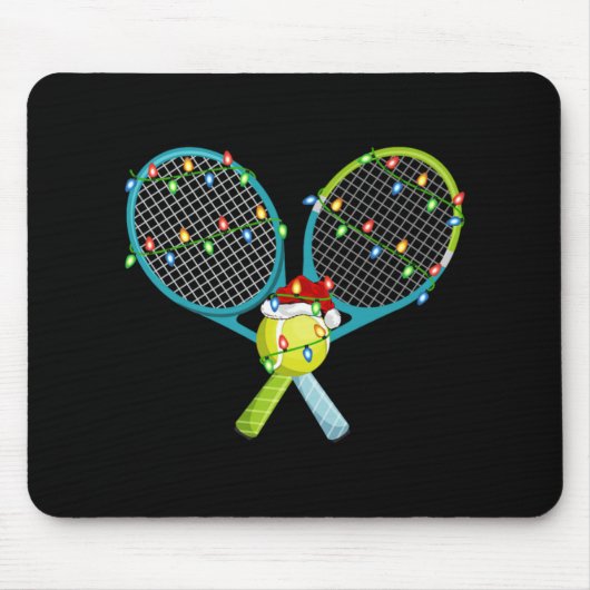 Xmas Lights Santa Hat Tennis Christmas Premium T S Mousepad (Vorne)