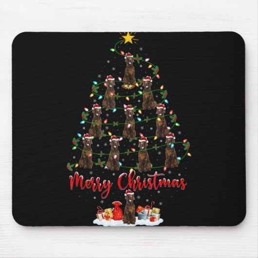 Xmas Lights Santa Irish Setter Dog Christmas Tree Mousepad (Vorne)