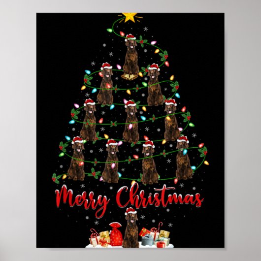 Xmas Lights Santa Irish Setter Dog Christmas Tree  Poster (Vorne)