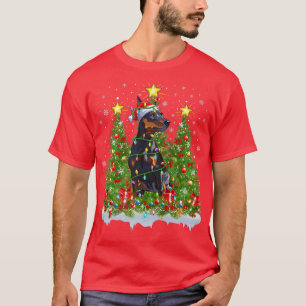 Xmas Lights Santa Miniatur Pinscher Hund Weihnacht T-Shirt