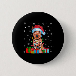 Xmas Lights Santa Soft überzogene Wheaten Terrier  Button