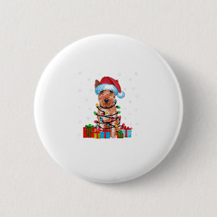 Xmas Lights Santa Soft überzogene Wheaten Terrier  Button
