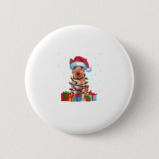 Xmas Lights Santa Soft überzogene Wheaten Terrier Button (Vorderseite)
