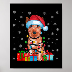 Xmas Lights Santa Soft überzogene Wheaten Terrier Poster
