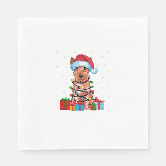 Xmas Lights Santa Soft überzogene Wheaten Terrier Serviette (Vorderseite)
