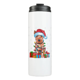 Xmas Lights Santa Soft überzogene Wheaten Terrier Thermosbecher