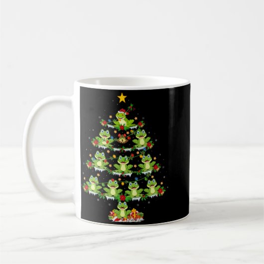 Xmas Lights Santa Tree Frog Christmas Tree Premium Kaffeetasse (Links)