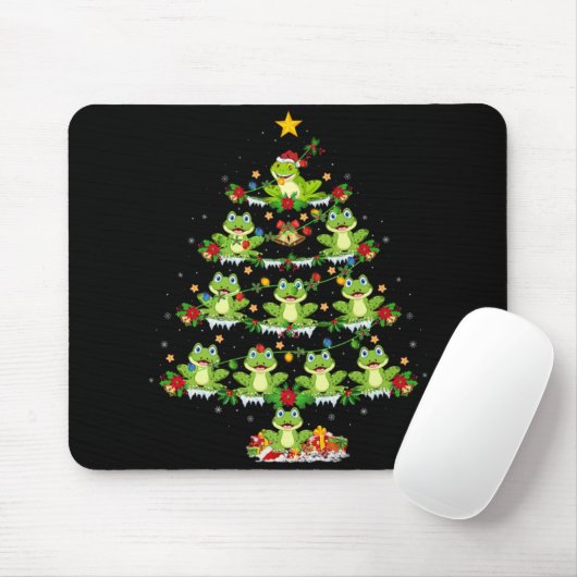 Xmas Lights Santa Tree Frog Christmas Tree Premium Mousepad (Mit Mouse)
