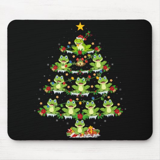 Xmas Lights Santa Tree Frog Christmas Tree Premium Mousepad (Vorne)