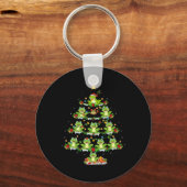 Xmas Lights Santa Tree Frog Christmas Tree Premium Schlüsselanhänger (Vorderseite)