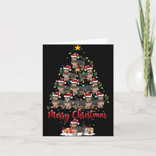 Xmas Lights Santa Yorkshire Terrier Dog Christmas Karte (Vorderseite)