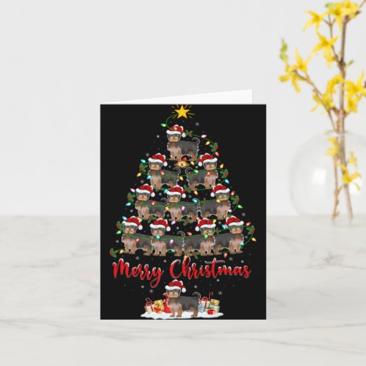 Xmas Lights Santa Yorkshire Terrier Dog Christmas Karte (Gelbe Blume)