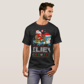 Xmas Lights Shark Believe Ugly Santa Riding Shark  T-Shirt (Vorne ganz)