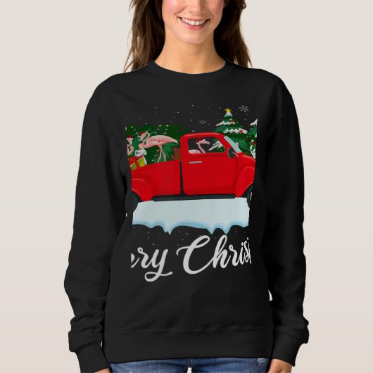 Xmas Lights Tree Santa Flamingo Red Truck Merry Ch Sweatshirt (Vorderseite)