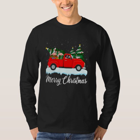 Xmas Lights Tree Santa Flamingo Red Truck Merry Ch T-Shirt (Vorderseite)