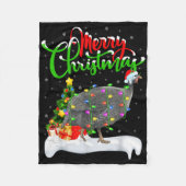 Xmas Lights Tree Santa Guinea Fowl Bird Merry Chri Fleecedecke (Vorderseite)