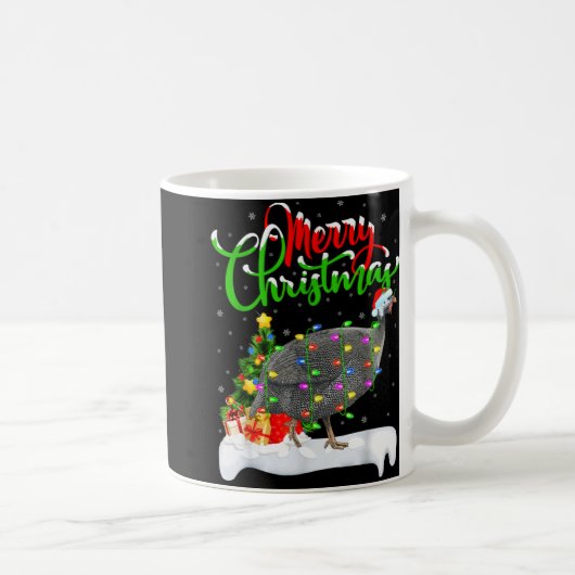 Xmas Lights Tree Santa Guinea Fowl Bird Merry Chri Kaffeetasse (Rechts)
