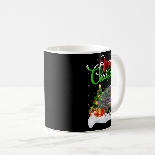 Xmas Lights Tree Santa Guinea Fowl Bird Merry Chri Kaffeetasse (VorderseiteRechts)