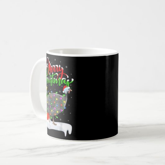 Xmas Lights Tree Santa Guinea Fowl Bird Merry Chri Kaffeetasse (Vorderseite Links)