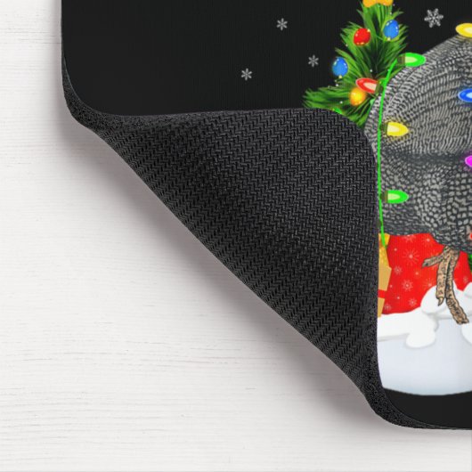 Xmas Lights Tree Santa Guinea Fowl Bird Merry Chri Mousepad (Ecke)