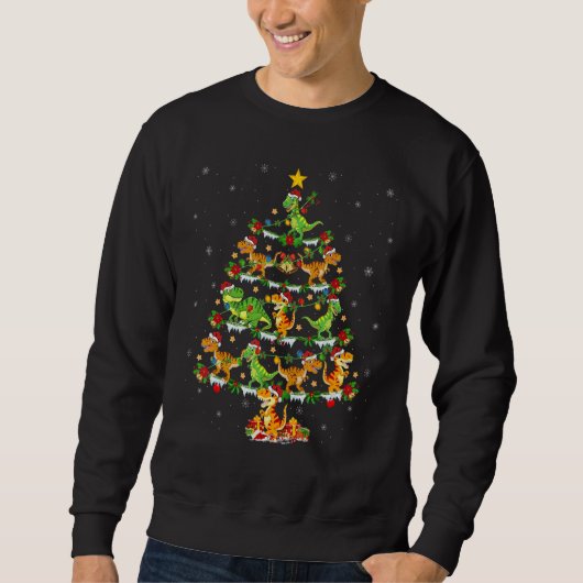 Xmas Lights Trex Dinosaur Christmas Tree Sweatshirt (Vorderseite)