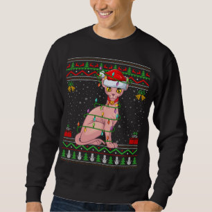 Xmas Lights Ugati Sweater Style Santa Sphynx Cat C Sweatshirt