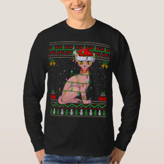Xmas Lights Ugati Sweater Style Santa Sphynx Cat C T-Shirt