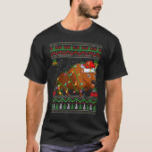 Xmas Lights Ugly Sweater Style Santa Bison Christm T-Shirt (Vorderseite)