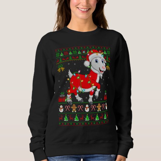 Xmas Lights Ugly Sweater Style Santa Goat Christma Sweatshirt (Vorderseite)