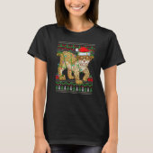 Xmas Lights Ugly Sweater Style Santa Lynx Christma T-Shirt (Vorderseite)