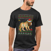 Xmas Lights Ugly Sweater Style Santa Mountain Löwe T-Shirt (Vorderseite)