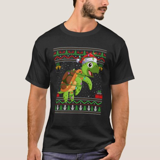 Xmas Lights Ugulati Style Santa Sea Turtle Ch T-Shirt (Vorderseite)