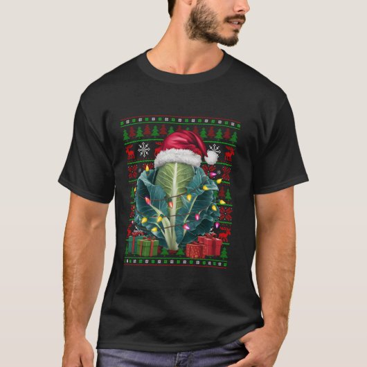 Xmas Lights Ugy Weihnachtsmannmütze Gemüsekohl Chr T-Shirt (Vorderseite)