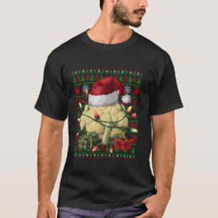 Xmas Lights Ugy Weihnachtsmannmütze Gemüses Blumen T-Shirt