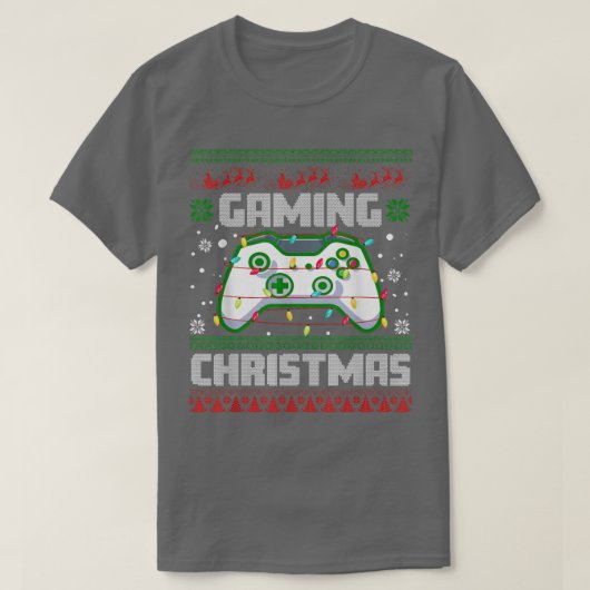 Xmas Lights Video Game Controller Ugaming Chri T-Shirt (Design vorne)