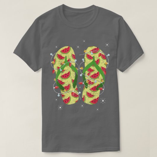 Xmas Lights Watermelon Flip Flops Tropical Christm T-Shirt (Design vorne)