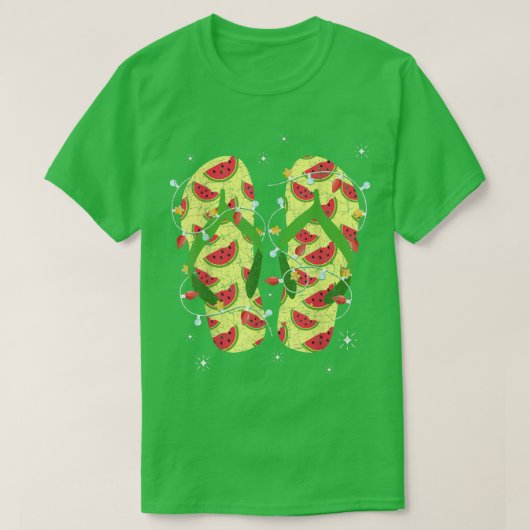 Xmas Lights Watermelon Flip Flops Tropical Christm T-Shirt (Design vorne)