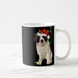 Xmas Lights Weihnachtsmannmütze Saint Bernard Dog Kaffeetasse