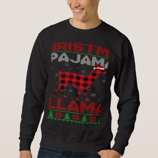 Xmas Llama Red Buffalo Plaid Ugly Llama Christmas  Sweatshirt (Vorderseite)