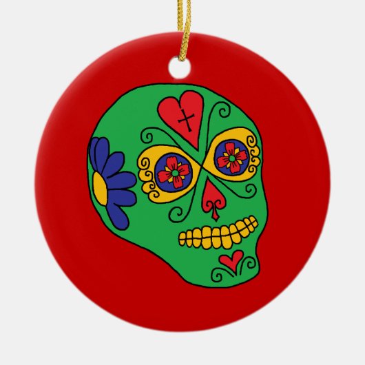 Xmas Lucha Libre Sugar Skull Keramikornament (Vorne)