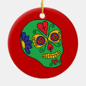 Xmas Lucha Libre Sugar Skull Keramikornament (Hinten)