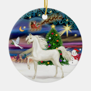 Xmas Magaic - Arabianisches Pferd (weiß) Keramikornament